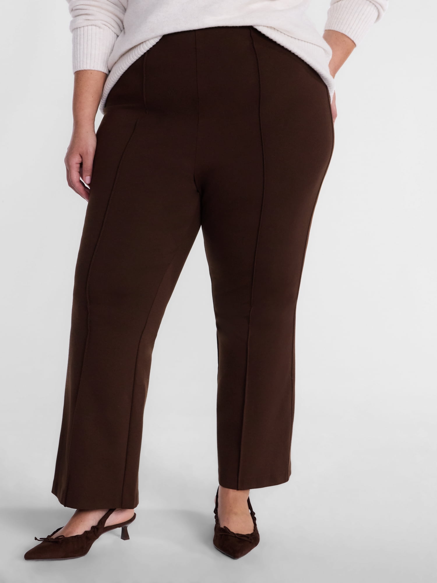 Terra & Sky Women's Plus Cropped Ponte Knit Pants, Sizes 0X - 5X