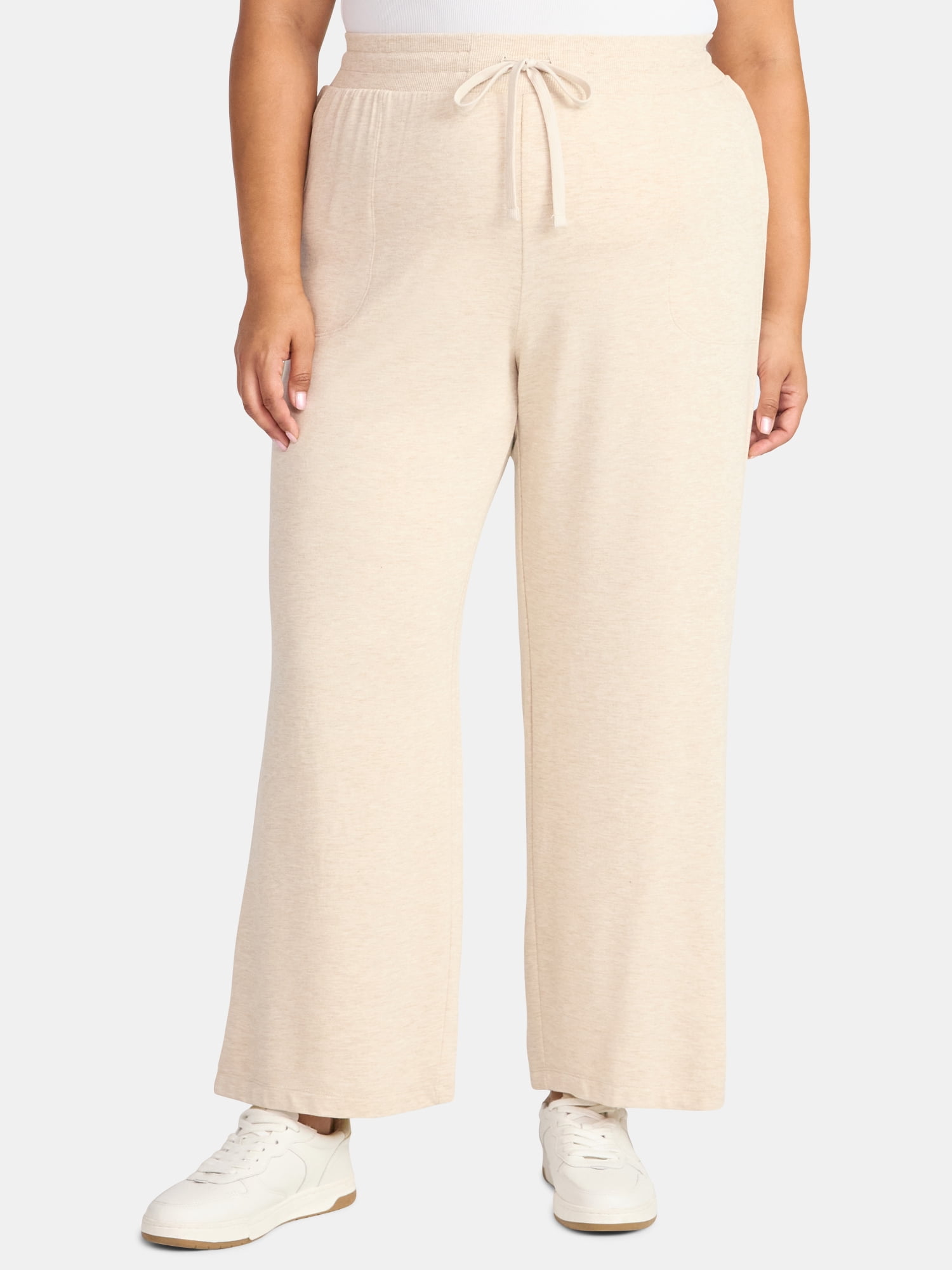 Terra & Sky Women's Plus Size Knit Wide Leg Pants, 28" Inseam, Sizes 0X-5X