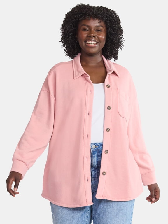Women's Plus Knit Shacket, Sizes 0X-5X