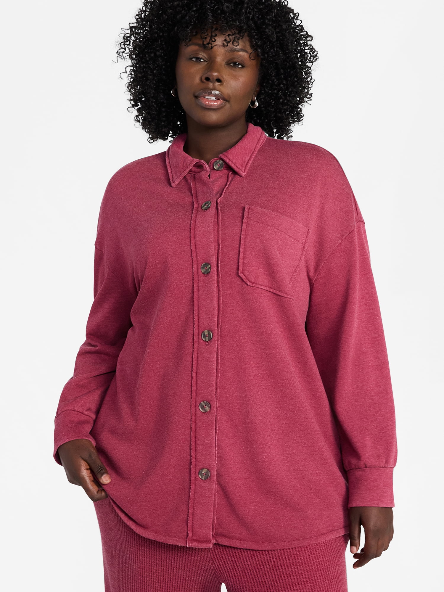 Terra & Sky Women's Plus Knit Shacket, Sizes 0X-5X - Walmart.com