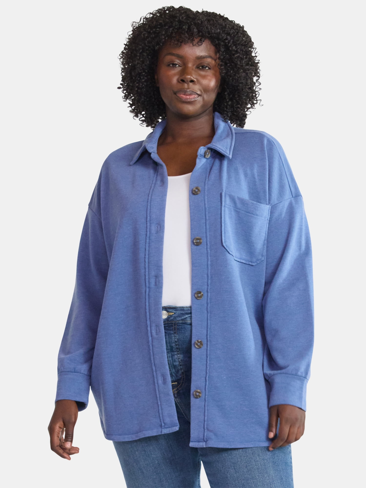 Terra & Sky Women's Plus Knit Shacket, Sizes 0X-5X