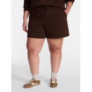 Terra & Sky Women's Plus Fleece Drawstring Shorts with Patch Pockets, Sizes 0X-5X