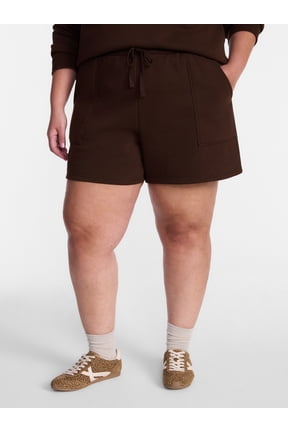 Women's Plus Fleece Drawstring Shorts with Patch Pockets, Sizes 0X-5X