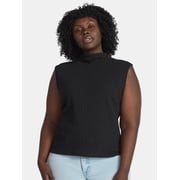 Women's Plus Pointelle Sleeveless Mockneck Top, Sizes 0X-5X