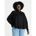 thumbnail image 1 of Terra & Sky Women's Plus Size Lace Inset Blouse with Long Sleeves, Sizes 0X-5X, 1 of 5