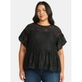 thumbnail image 1 of Terra & Sky Women's Plus Lace Peplum Top, Sizes 0X-5X, 1 of 4
