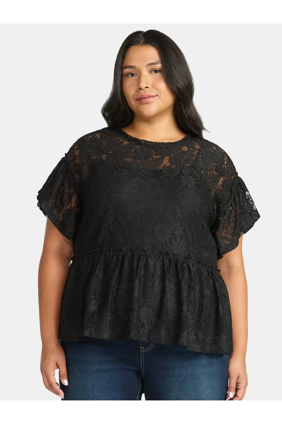 Women's Plus Lace Peplum Top, Sizes 0X-5X