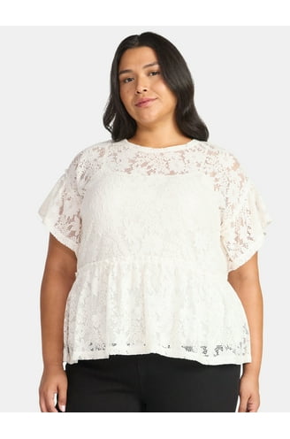 トップス sheller flower lace glitter peplum tops flower lace glitter peplum tops – shéller / シェリエ