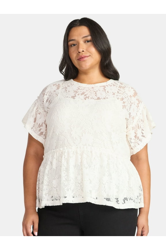 Women's Plus Lace Peplum Top, Sizes 0X-5X