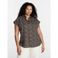 thumbnail image 1 of Terra & Sky Women's Plus Linen Blend Camp Shirt, Sizes 0X-5X, 1 of 5