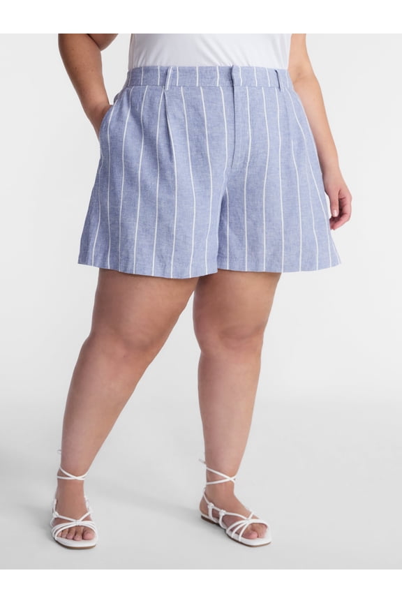 Women's Plus Linen Blend Shorts, Sizes 0X-4X