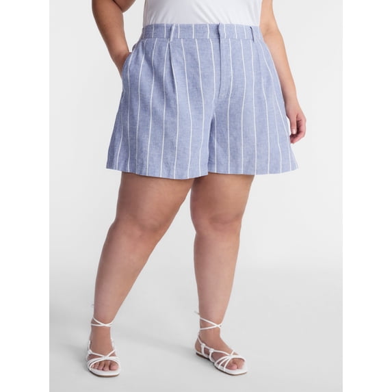 Terra & Sky Women's Plus Linen Blend Shorts, Sizes 0X-4X