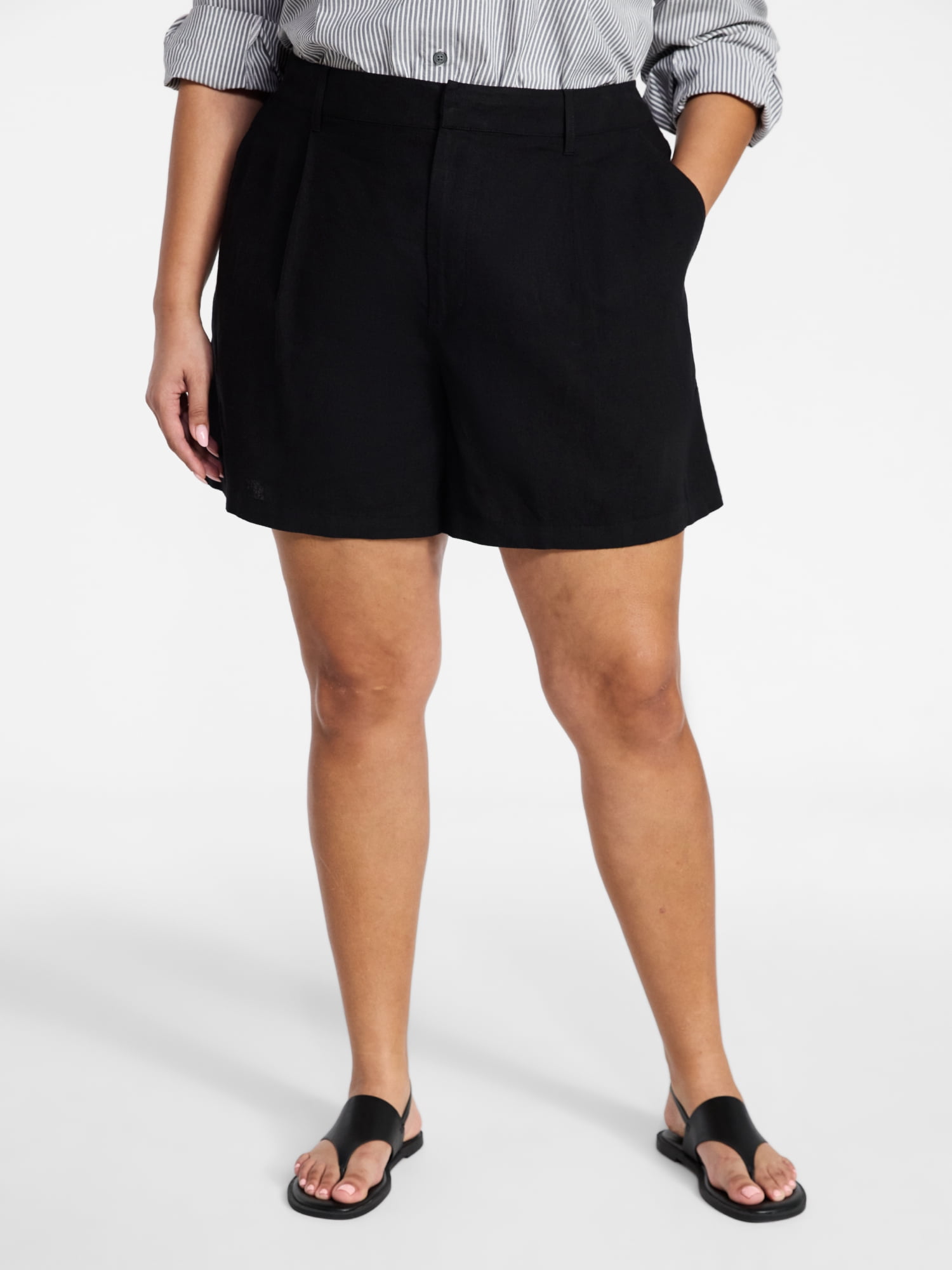 Terra & Sky Women's Plus Linen Blend Shorts, Sizes 0X-4X