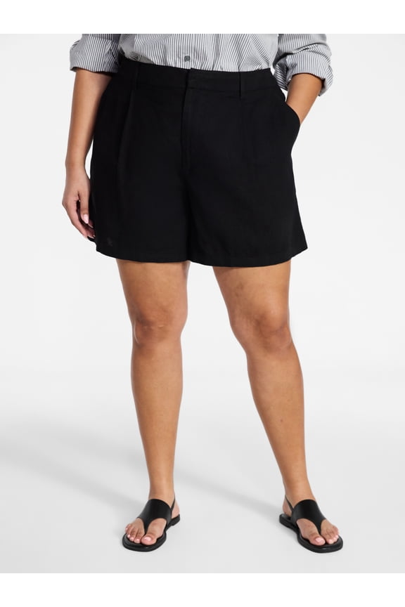 Women's Plus Linen Blend Shorts, Sizes 0X-4X