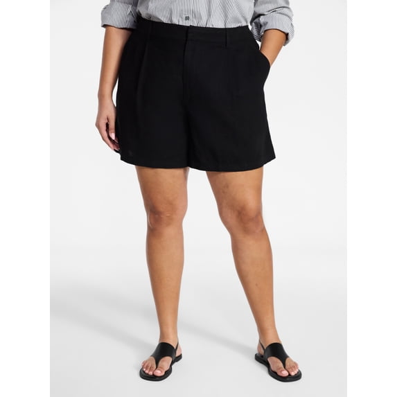Terra & Sky Women's Plus Linen Blend Shorts, Sizes 0X-4X