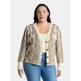 thumbnail image 1 of Terra & Sky Women's Plus Animal Print Cardigan Sweater, Lightweight, Sizes 0X-5X, 1 of 5