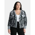 thumbnail image 1 of Terra & Sky Women's Plus Animal Print Cardigan Sweater, Lightweight, Sizes 0X-5X, 1 of 2