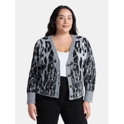 Terra & Sky Women's Plus Animal Print Cardigan Sweater, Lightweight, Sizes 0X-5X