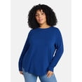 thumbnail image 1 of Terra & Sky Women's Plus Size Crewneck Tee with Long Sleeves, Sizes 0X-5X, 1 of 5