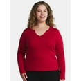 thumbnail image 1 of Terra & Sky Women's Plus Long Sleeve Notch Neck Top, Sizes 0X-5X, 1 of 5