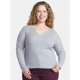 thumbnail image 1 of Terra & Sky Women's Plus Long Sleeve Notch Neck Top, Sizes 0X-5X, 1 of 5