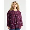 thumbnail image 1 of Terra & Sky Women's Plus Long Sleeve Peasant Blouse, Size 0X - 5X, 1 of 5