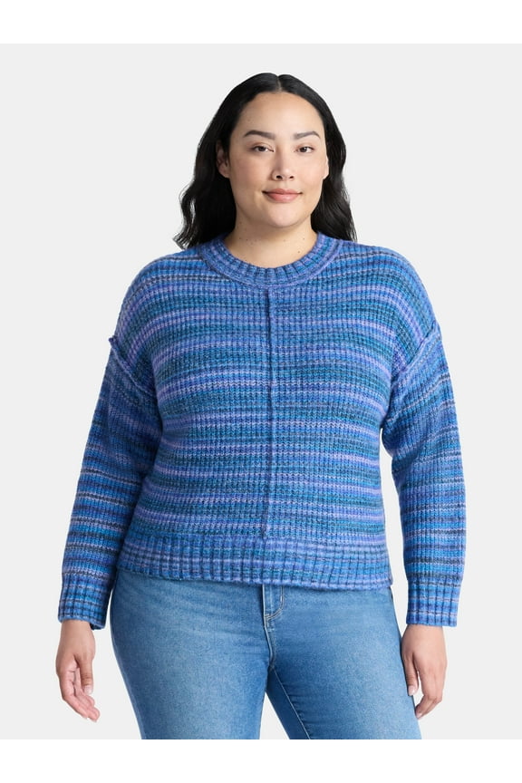 Women's Plus Space Dye Sweater, Size 0X-5X