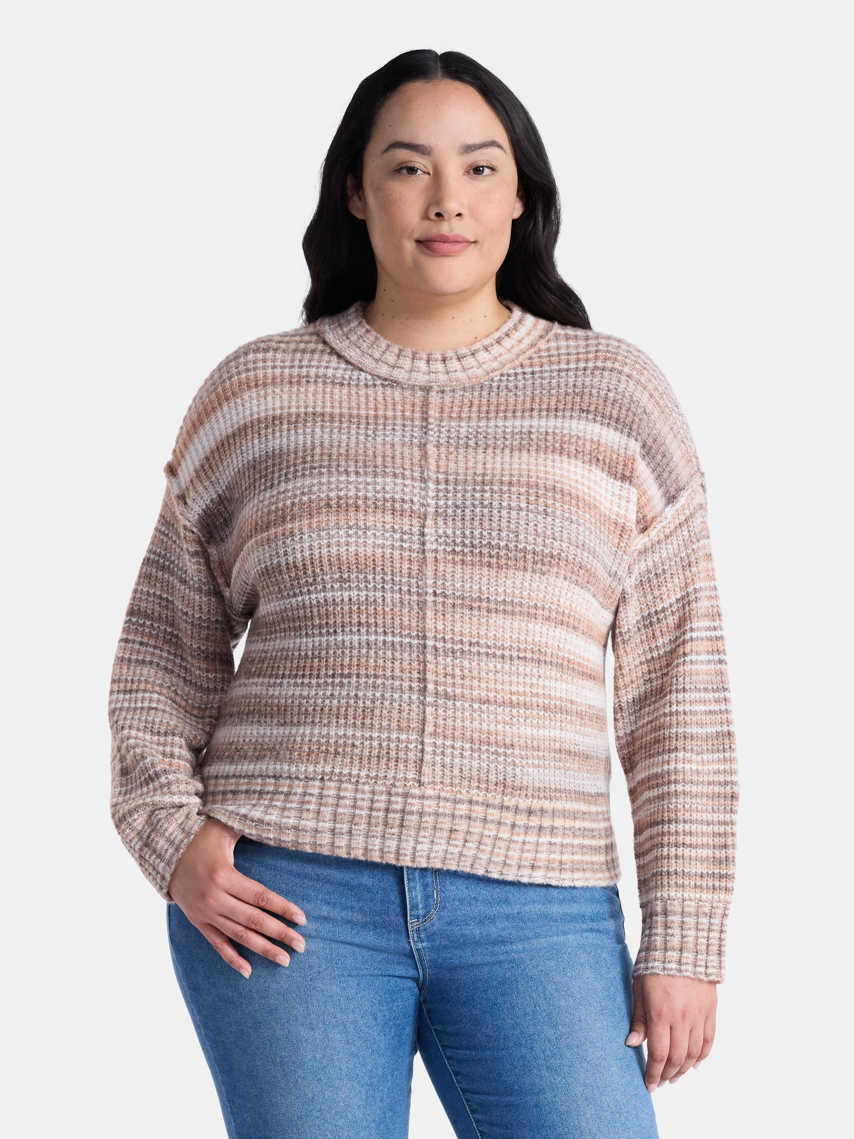 Terra & Sky Women's Plus Space Dye Sweater, Size 0X-5X