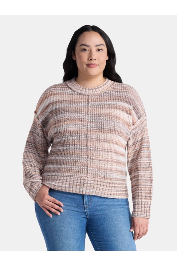 Women's Plus Space Dye Sweater, Size 0X-5X