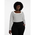 thumbnail image 1 of Terra & Sky Women's Plus Size Long Sleeve Square Neck Rib Top, Sizes 0X-5X, 1 of 5