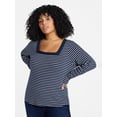 thumbnail image 1 of Terra & Sky Women's Plus Size Long Sleeve Square Neck Rib Top, Sizes 0X-5X, 1 of 5