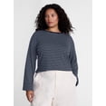 thumbnail image 1 of Terra & Sky Women's Plus Striped Tee with Long Sleeves, Sizes 0X-5X, 1 of 5