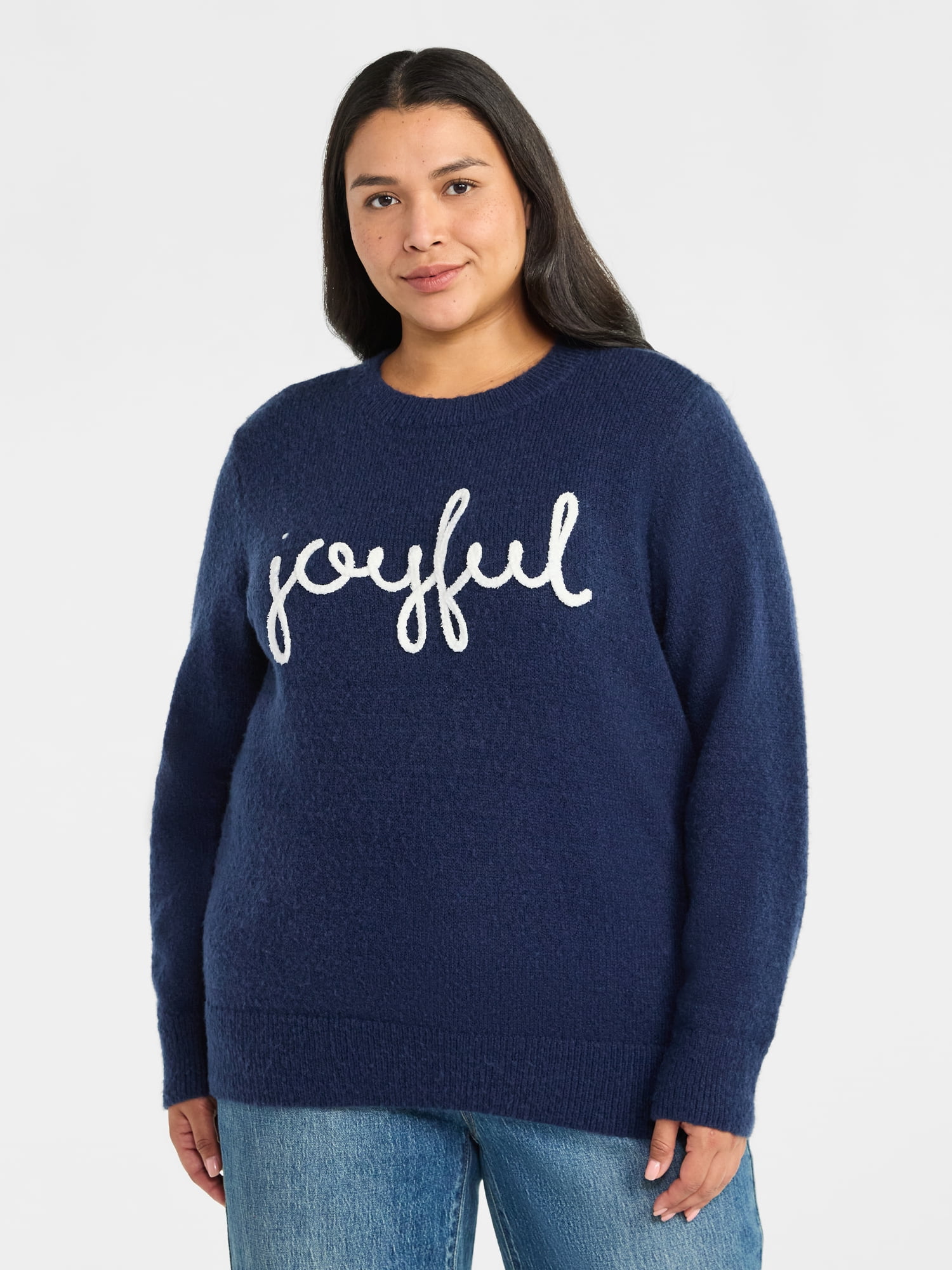 Terra & Sky Women's Plus Holiday Talking Sweater, Midweight, Sizes 0X-4X
