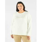 TERRA & SKY Terra and Sky Women's Plus Long Sleeve Talking Sweater, Sizes 0X- 5X