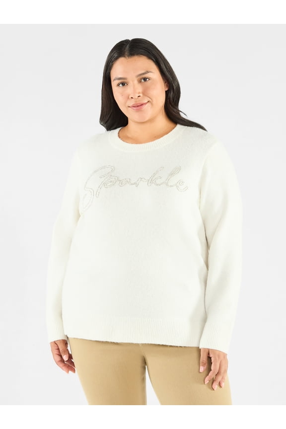 Women's Plus Holiday Talking Sweater, Midweight, Sizes 0X-4X