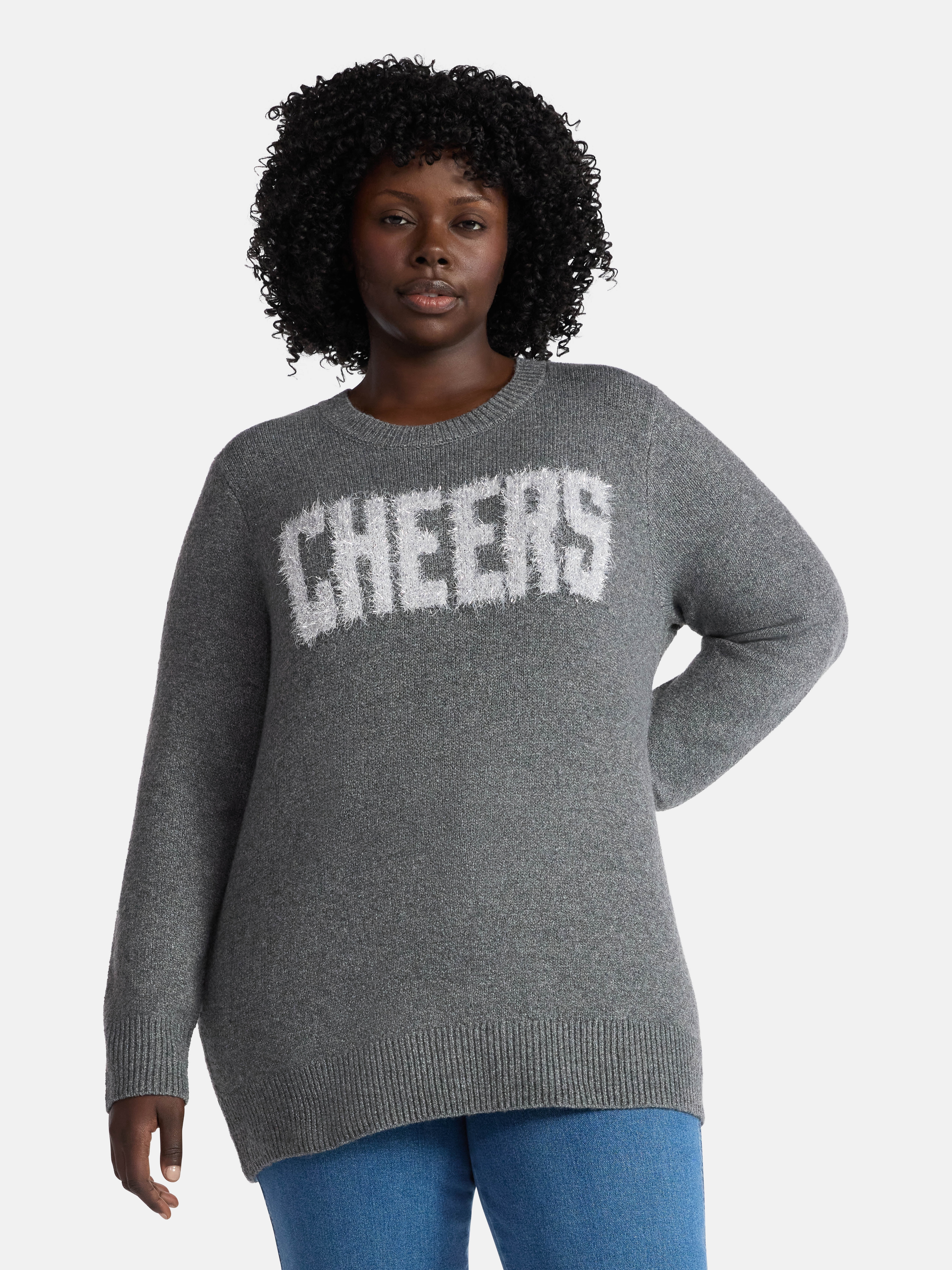 Terra & Sky Women's Plus Holiday Talking Sweater, Midweight, Sizes 0X-4X