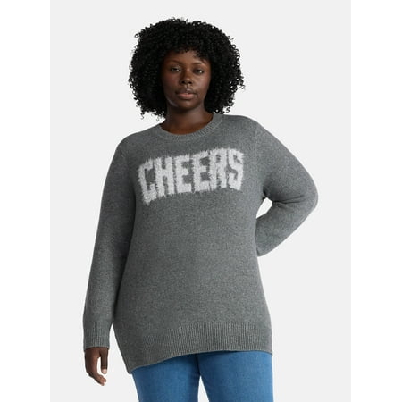 Terra & Sky Women's Plus Holiday Talking Sweater, Midweight, Sizes 0X-4X