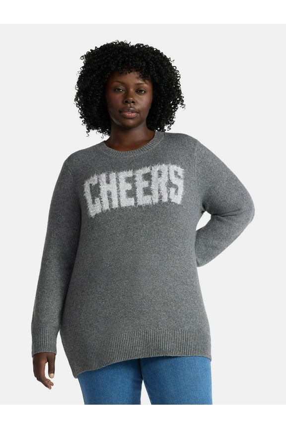 Women's Plus Holiday Talking Sweater, Midweight, Sizes 0X-4X