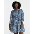 thumbnail image 1 of Terra & Sky Women's Plus Size Tiered Shirt Dress with Long Sleeves, Sizes 0X-5X, 1 of 5