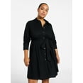 thumbnail image 1 of Terra & Sky Women's Plus Size Tiered Shirt Dress with Long Sleeves, Sizes 0X-5X, 1 of 5