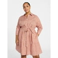 thumbnail image 1 of Terra & Sky Women's Plus Size Tiered Shirt Dress with Long Sleeves, Sizes 0X-5X, 1 of 5