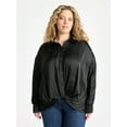 thumbnail image 1 of Terra & Sky Women's Plus Twist Front Blouse with Long Sleeves, Sizes 0X-5X, 1 of 5