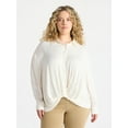 thumbnail image 1 of Terra & Sky Women's Plus Twist Front Blouse with Long Sleeves, Sizes 0X-5X, 1 of 5