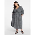 thumbnail image 1 of Terra & Sky Women's Plus Size Cinch Waist Midi Dress, Sizes 0X-5X, 1 of 4