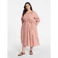 thumbnail image 1 of Terra & Sky Women's Plus Size Cinch Waist Midi Dress, Sizes 0X-5X, 1 of 4