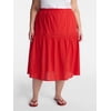 Terra & Sky Women’s Plus Cotton Geo Eyelet Midi Sk