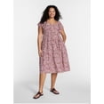 thumbnail image 1 of Terra & Sky Women's Plus Midi Dress with Flutter Sleeves, Sizes 0X-5X, 1 of 4