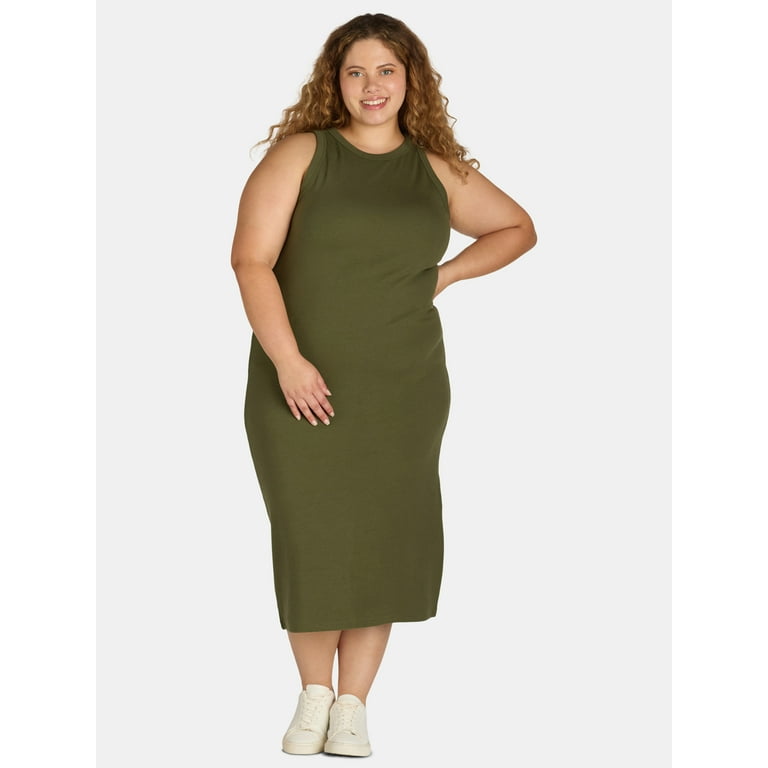 Plus size ribbed midi dress hotsell