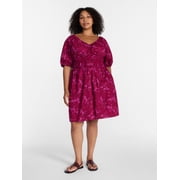 Terra and Sky Women's Plus Mini Cinched Waist Dress, Sizes 0X -5X
