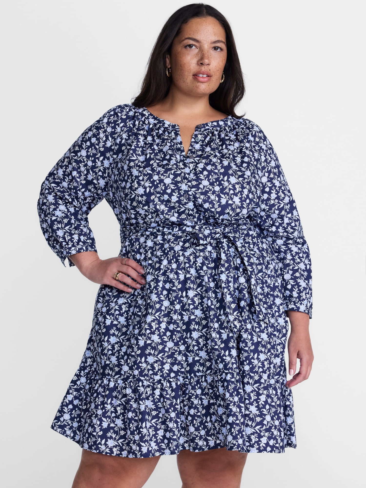 Terra & Sky Women's Plus Size Mini Tiered Shirt Dress, Sizes 0X-4X